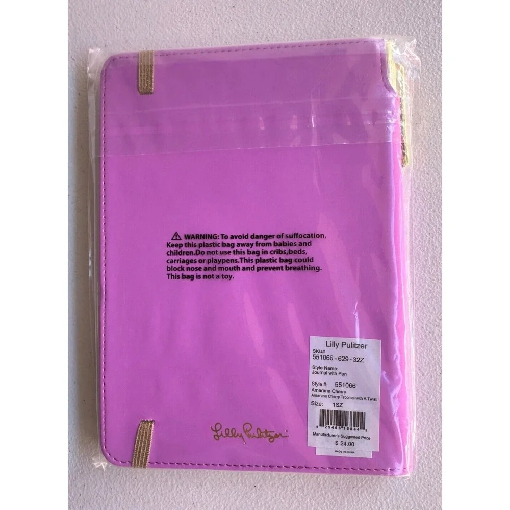 Lilly Pulitzer Journal Pen Amarena Pink Cherry Tropical Twist 128 Lined Pgs NEW